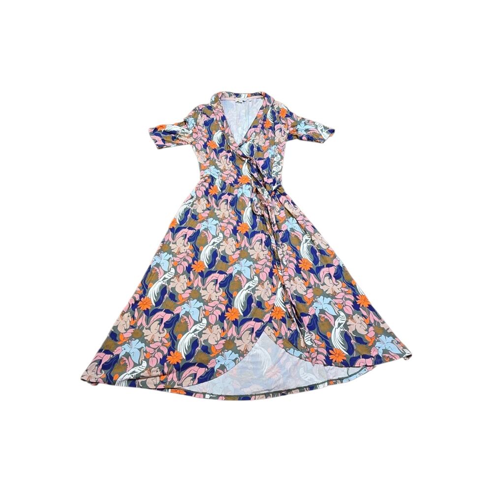 Boden Bold Botanical Tropical Bird Maxi Wrap Dress Size 8R